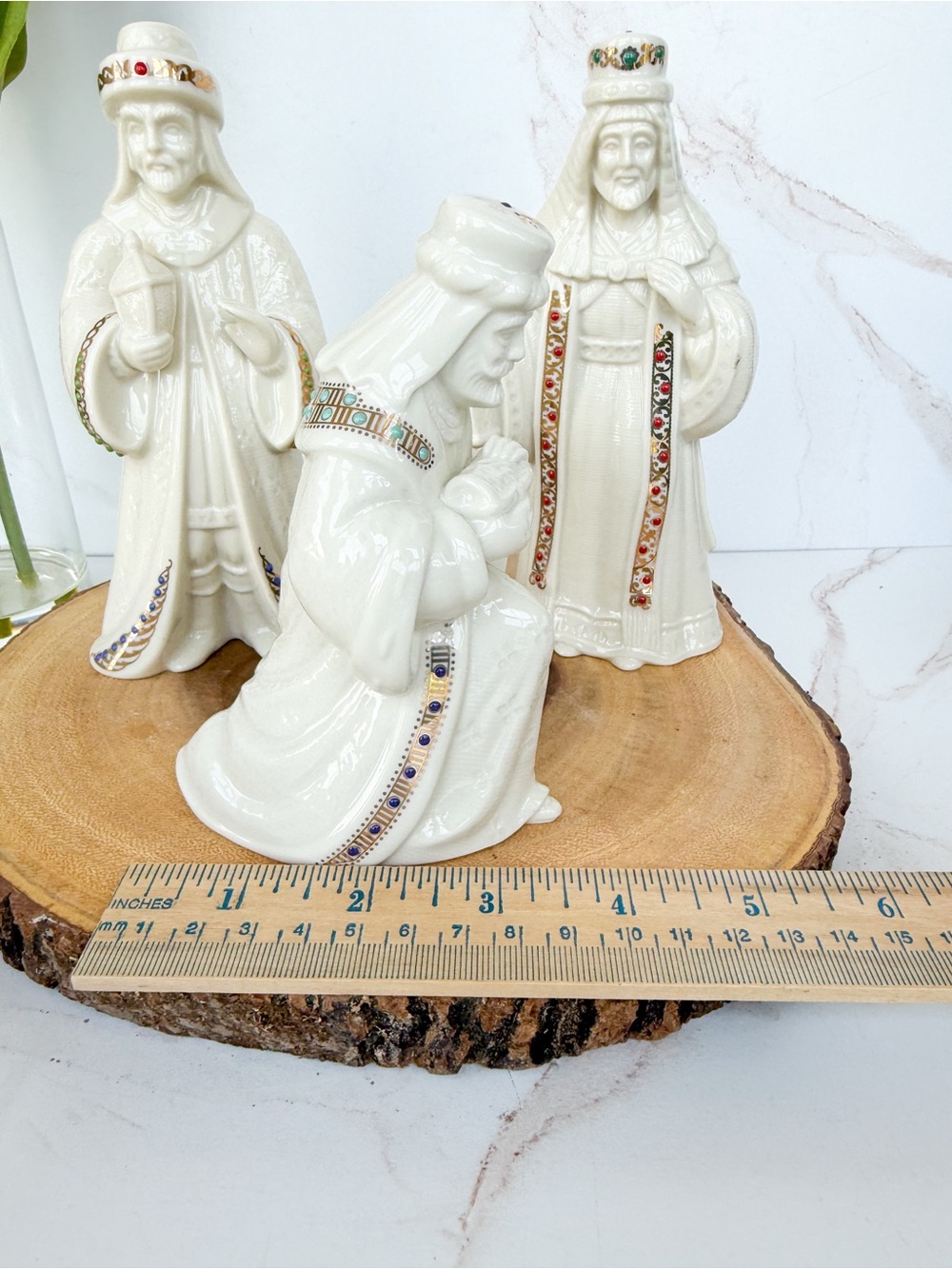 Vintage Lenox Bejeweled Porcelain Three Kings Wisemen - Complete set of 3 - Picture 8 of 9
